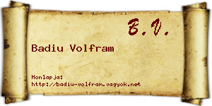 Badiu Volfram névjegykártya